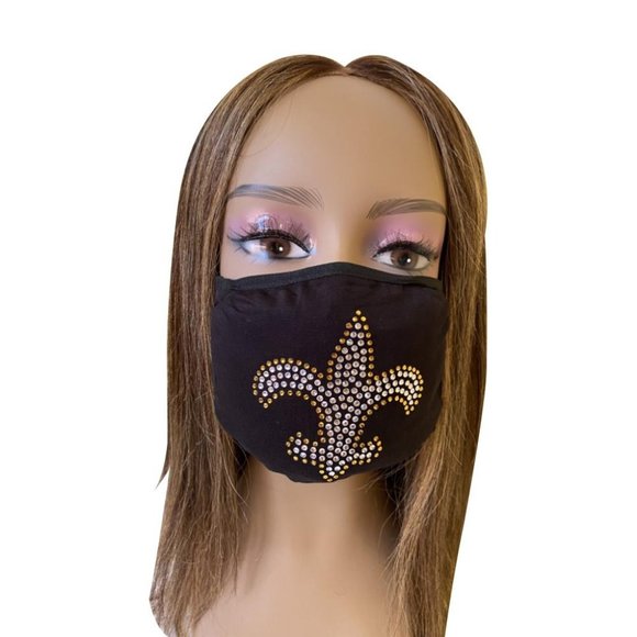 New Orleans Saints Bling Rhinestone Face Mask - Picture 1 of 11